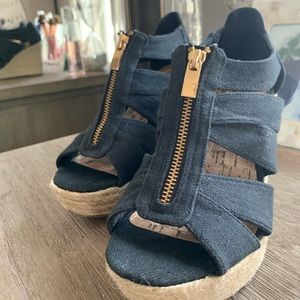 Black zip up wedges